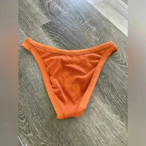 NWOT L*Space Ribbed Knit Foley Bikini Bottom Bitsy in Amber Brown - Size M